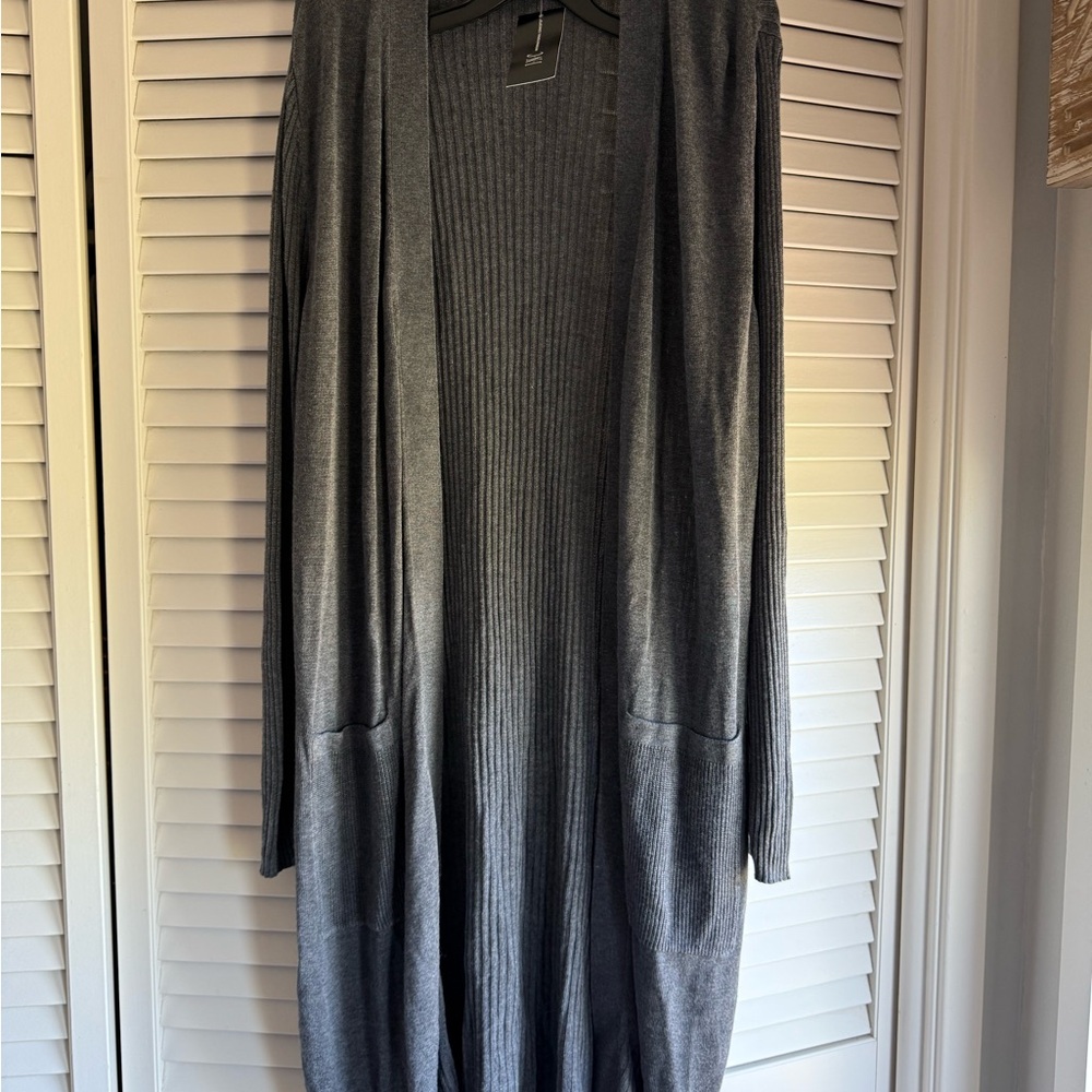 INC International Women's Gray Open Front Cardigan